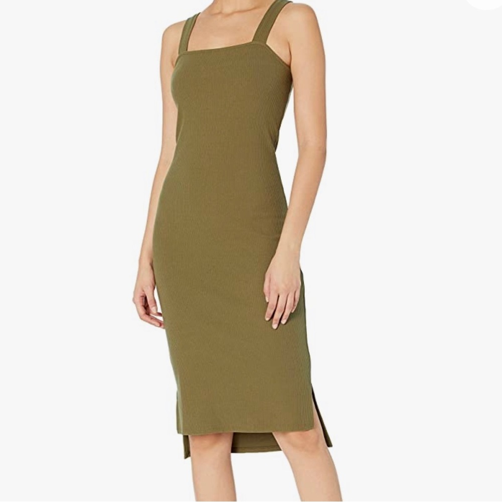 Square Neck Bodycon Midi Dress